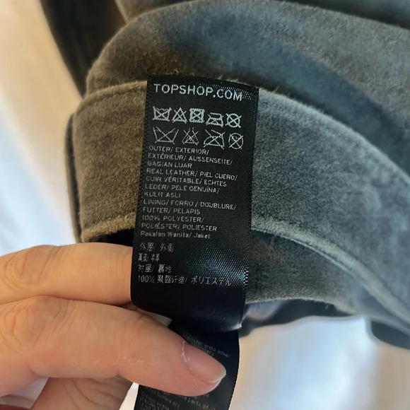 Topshop Suede Leather Zip Up Belted Moto Biker Jacket - Picture 12 of 12